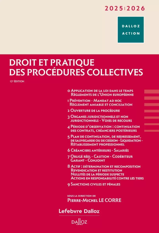 Droit et pratique des procédures collectives 2025-2026