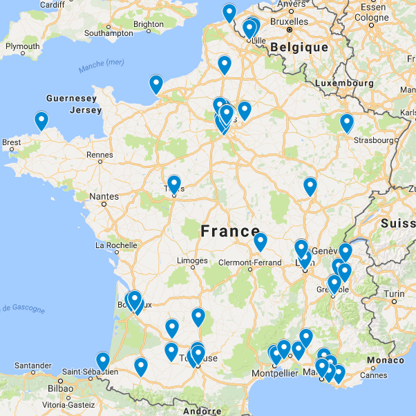 La carte de France des experts agréés auprès des CHSCT